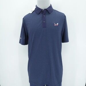 Secession Golf Club Polo‎ Shirt Mens Medium Blue Check Embroidered Logo Preppy